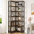 LITTLE TREE 78.74" 7 Tier Corner Bookshelf Wood Rustic Brown