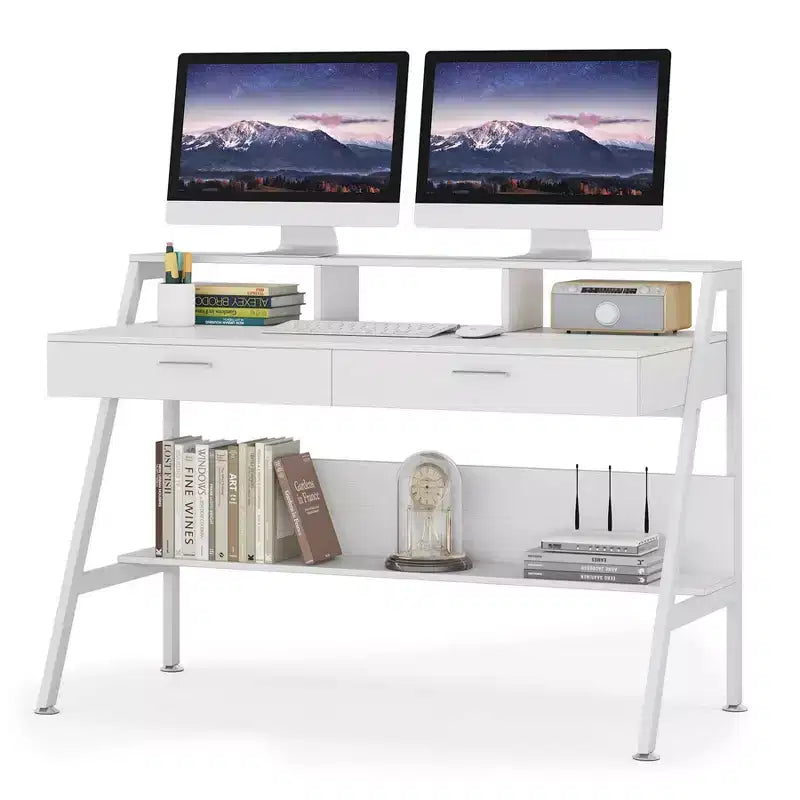Bureau d'ordinateur moderne blanc 47", une place