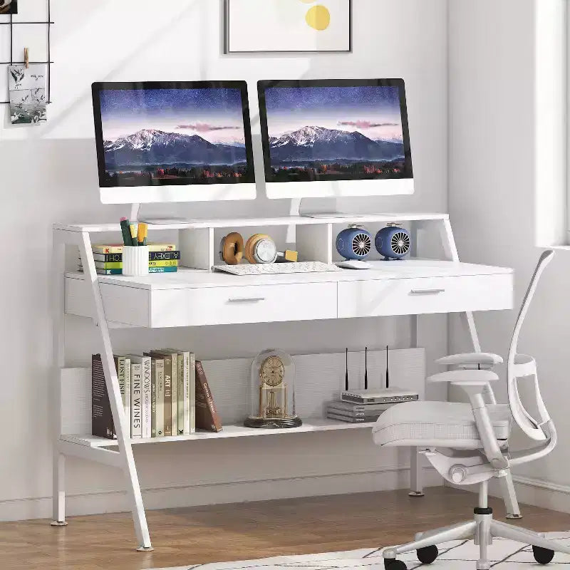Bureau d'ordinateur moderne blanc 47", une place