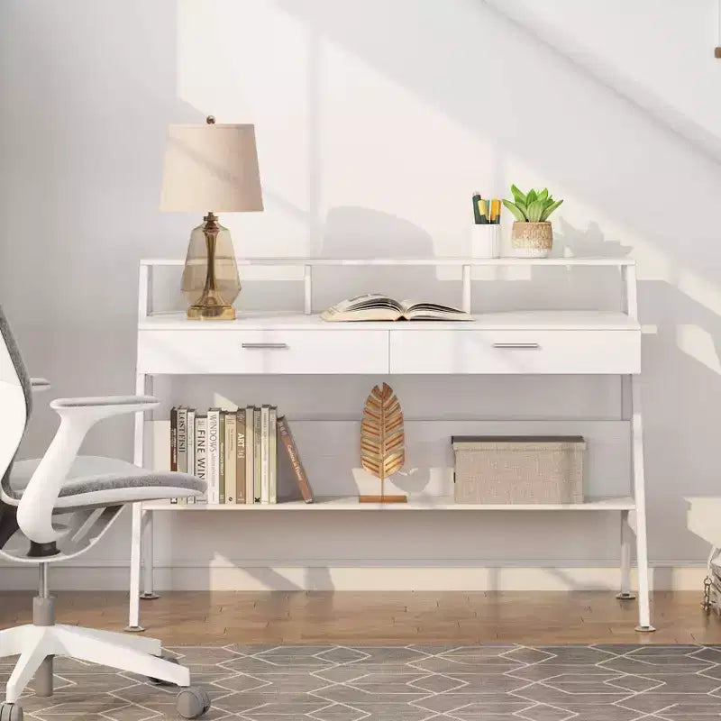 Bureau d'ordinateur moderne blanc 47", une place