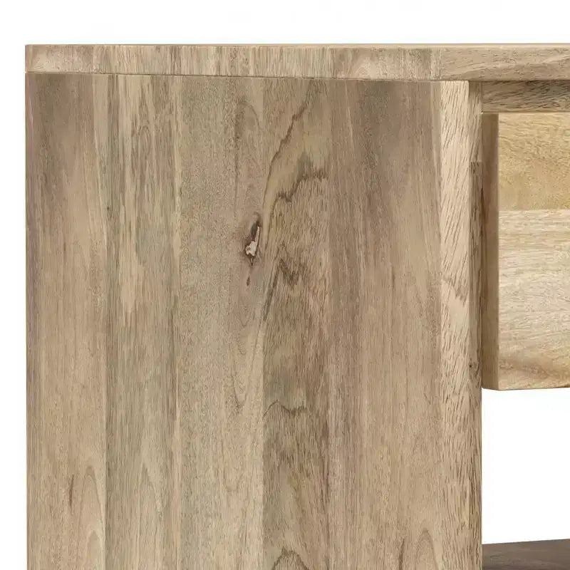 Table d'appoint carrée marron, bois de manguier et métal, 1 personne