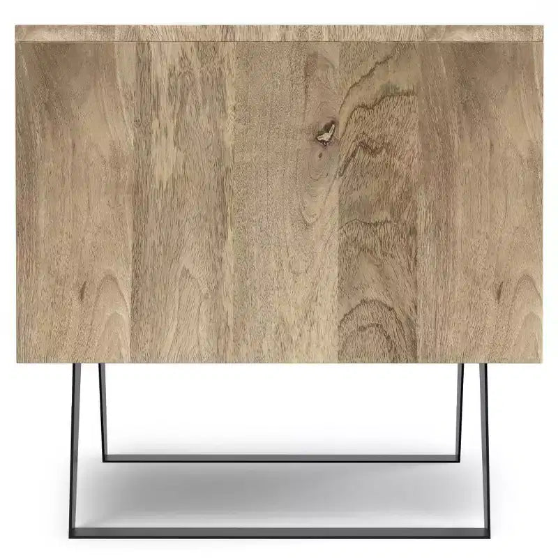 Table d'appoint carrée marron, bois de manguier et métal, 1 personne
