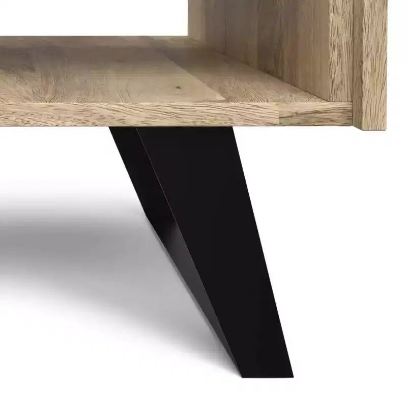 Table d'appoint carrée marron, bois de manguier et métal, 1 personne