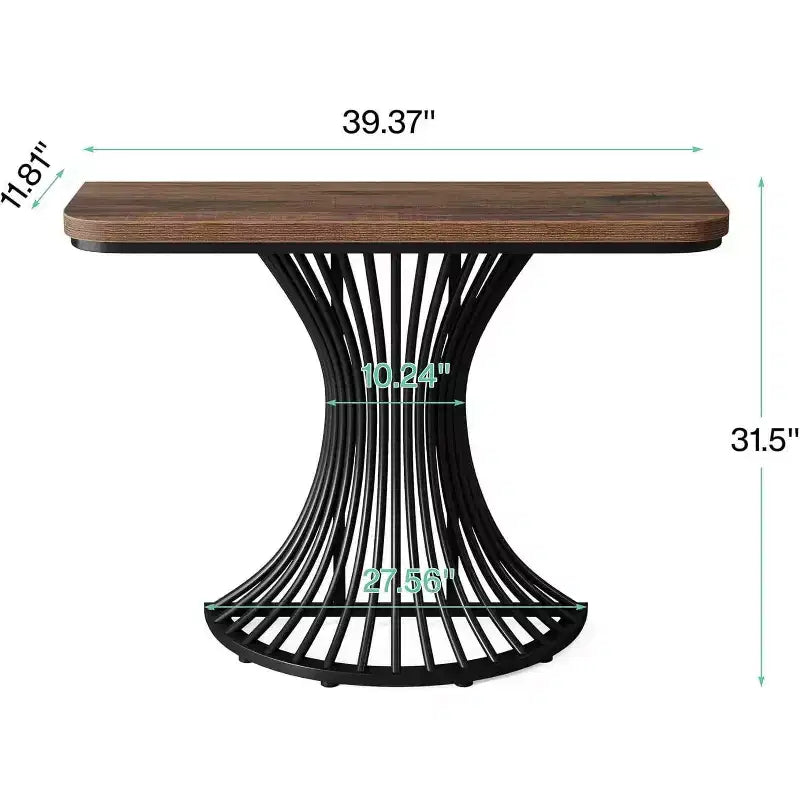 Table console d'appoint rectangulaire marron et noire, 1 pièce