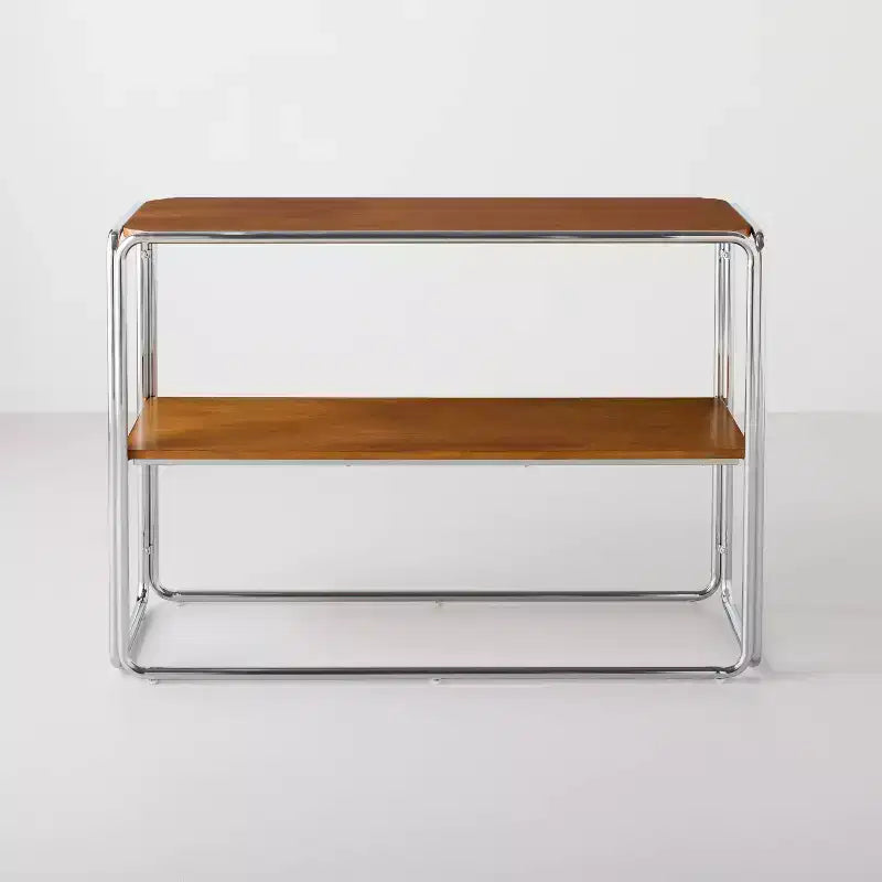 Console rectangulaire argentée et marron