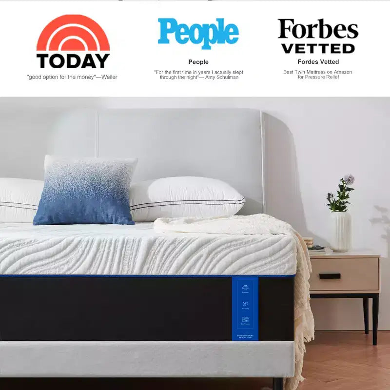 Matelas en gel de mousse ferme blanc, 25 cm, 1 place