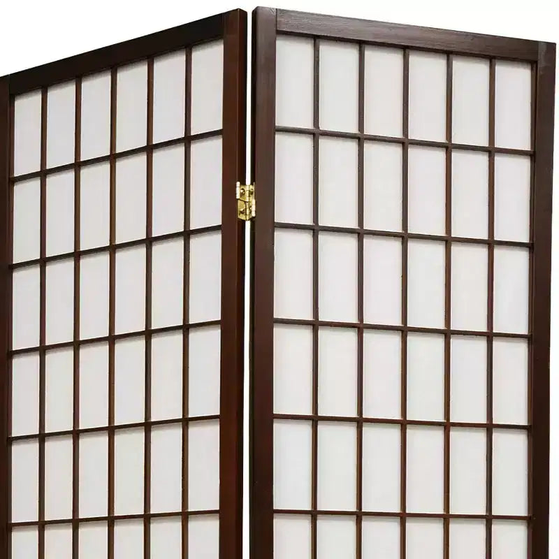 Paravent shoji 3 panneaux marron/orange, séparateur de pièce 2 personnes