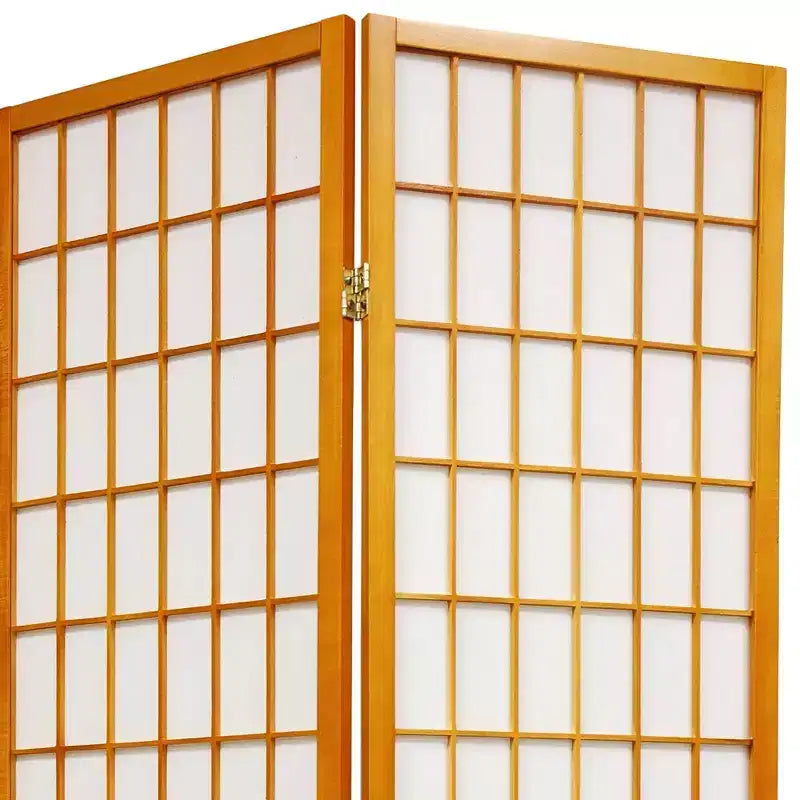 Paravent shoji 3 panneaux marron/orange, séparateur de pièce 2 personnes