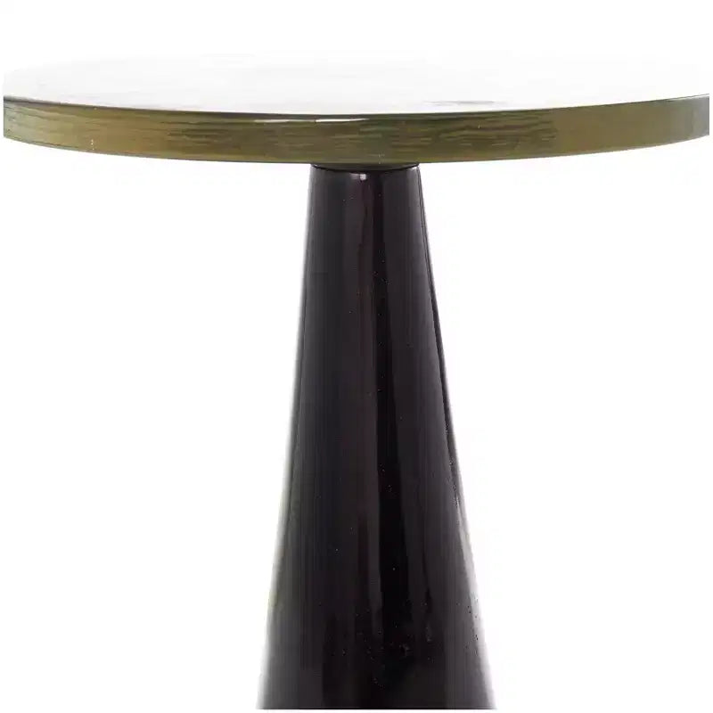 Table d'appoint cône géométrique noire, plateau en verre, 1 pièce
