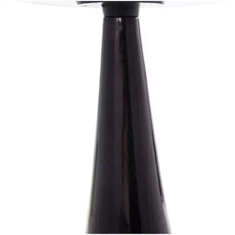 Table d'appoint cône géométrique noire, plateau en verre, 1 pièce