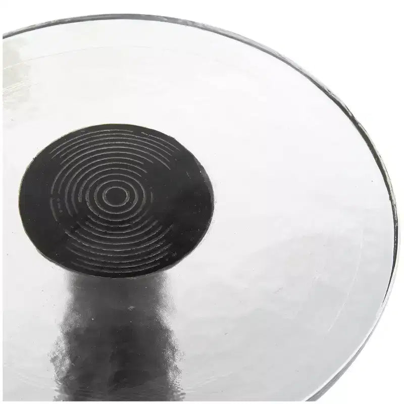 Table d'appoint cône géométrique noire, plateau en verre, 1 pièce
