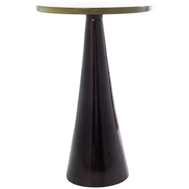 Table d'appoint cône géométrique noire, plateau en verre, 1 pièce