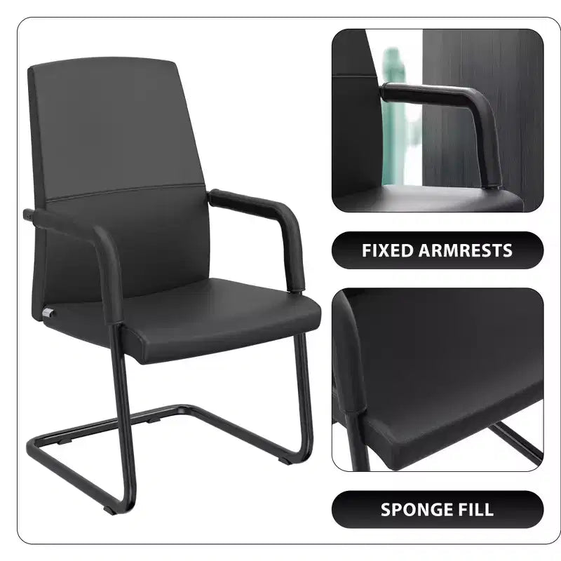 Fauteuil de bureau en similicuir, piètement luge, une place – plusieurs coloris