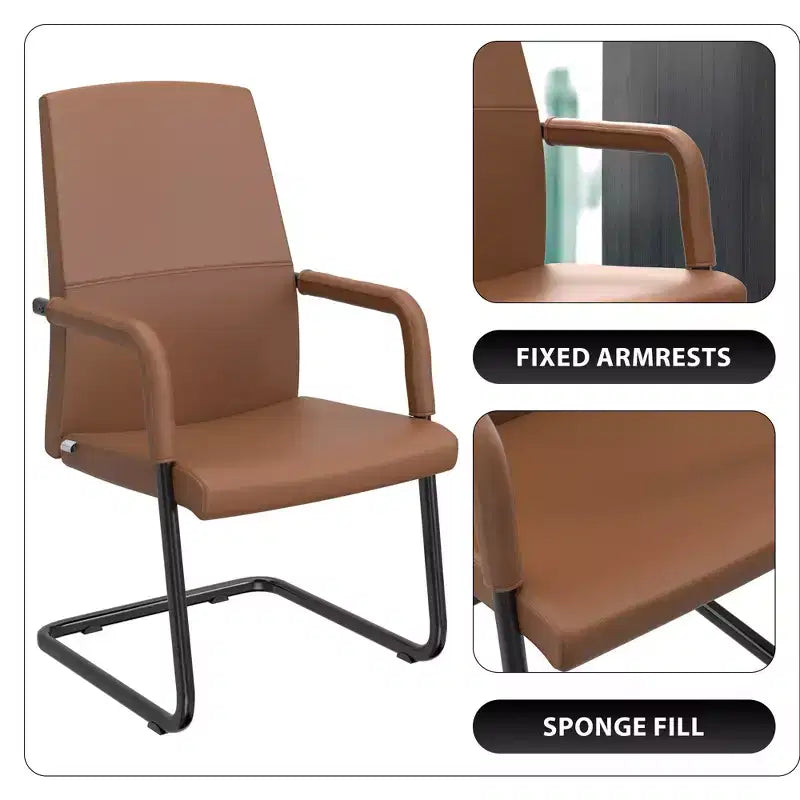 Fauteuil de bureau en similicuir, piètement luge, une place – plusieurs coloris
