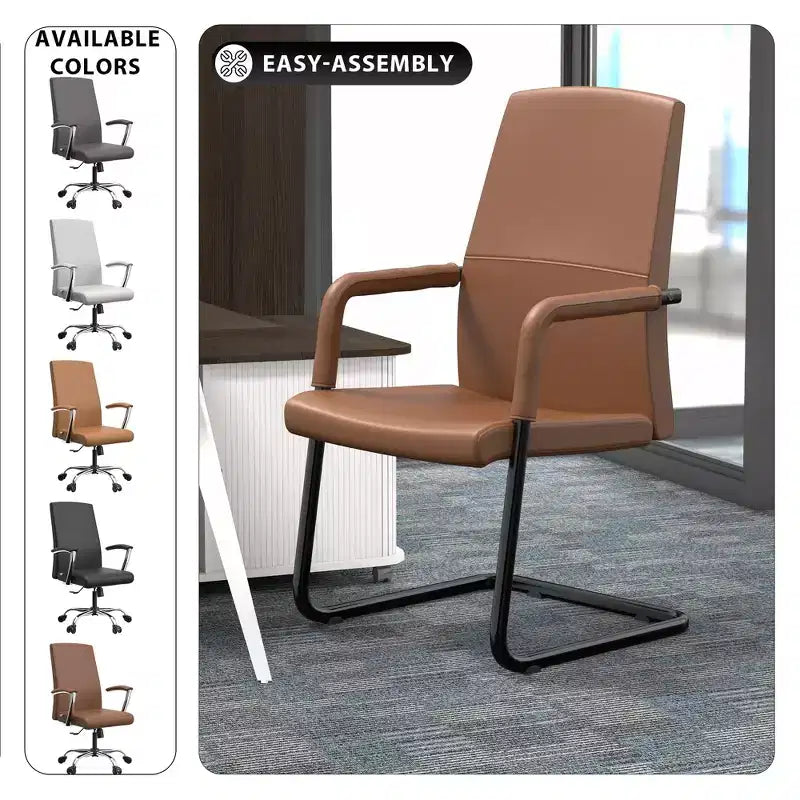 Fauteuil de bureau en similicuir, piètement luge, une place – plusieurs coloris