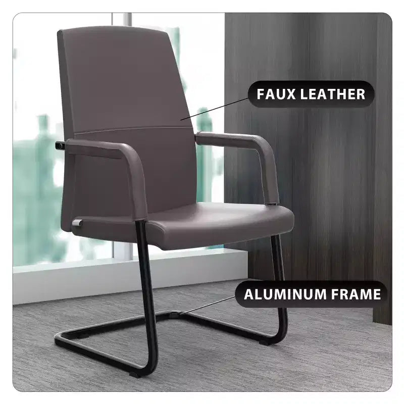 Fauteuil de bureau en similicuir, piètement luge, une place – plusieurs coloris