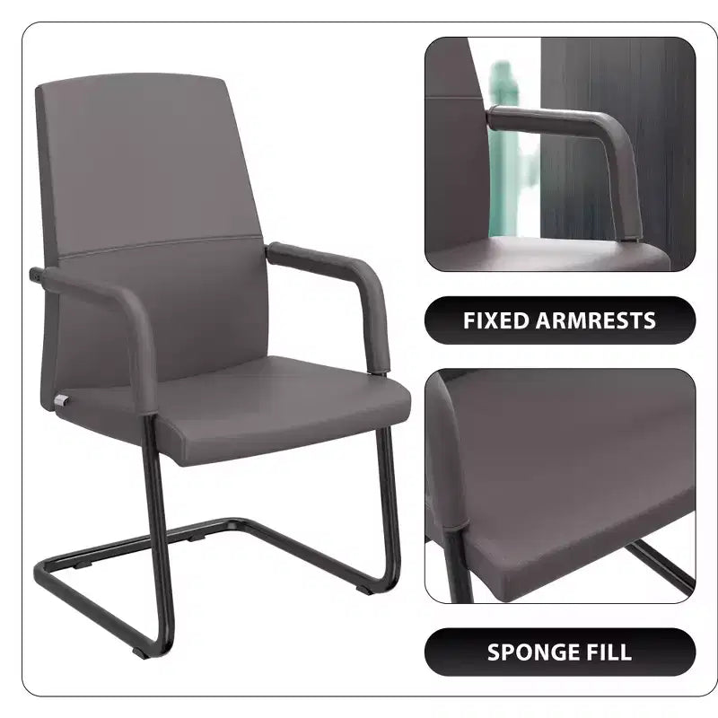Fauteuil de bureau en similicuir, piètement luge, une place – plusieurs coloris