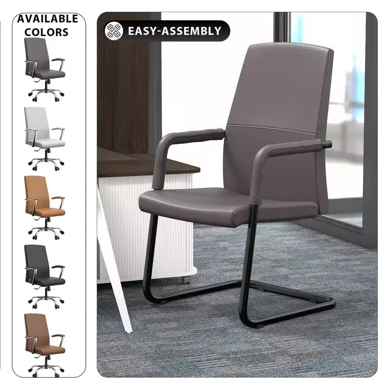 Fauteuil de bureau en similicuir, piètement luge, une place – plusieurs coloris