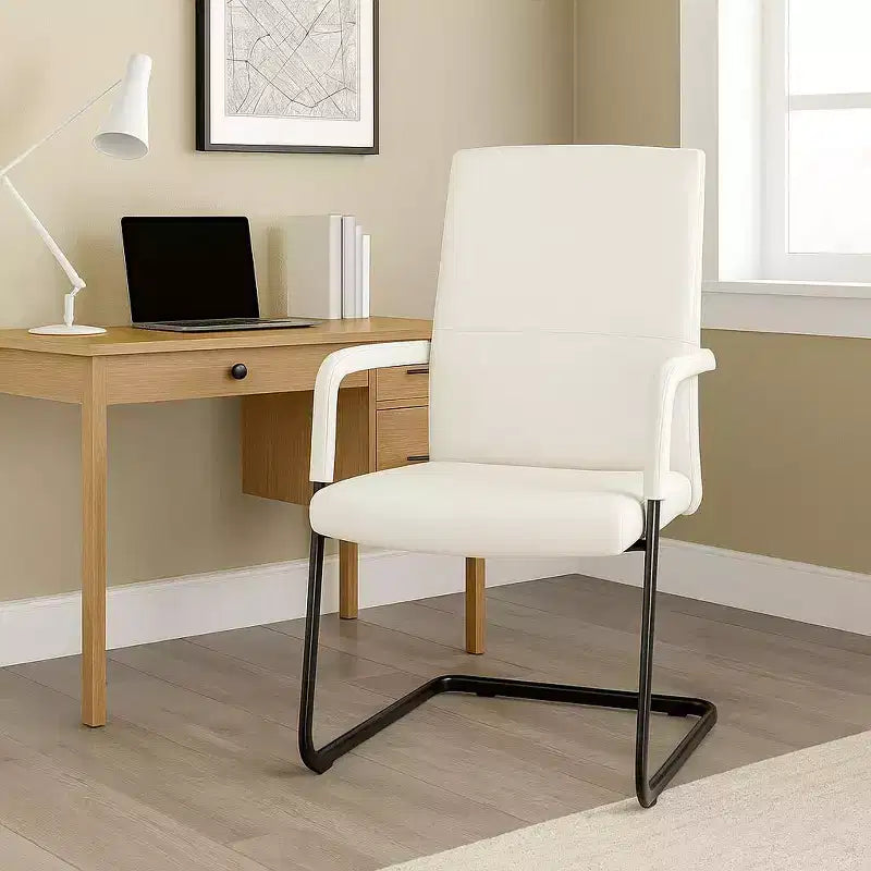 Fauteuil de bureau en similicuir, piètement luge, une place – plusieurs coloris