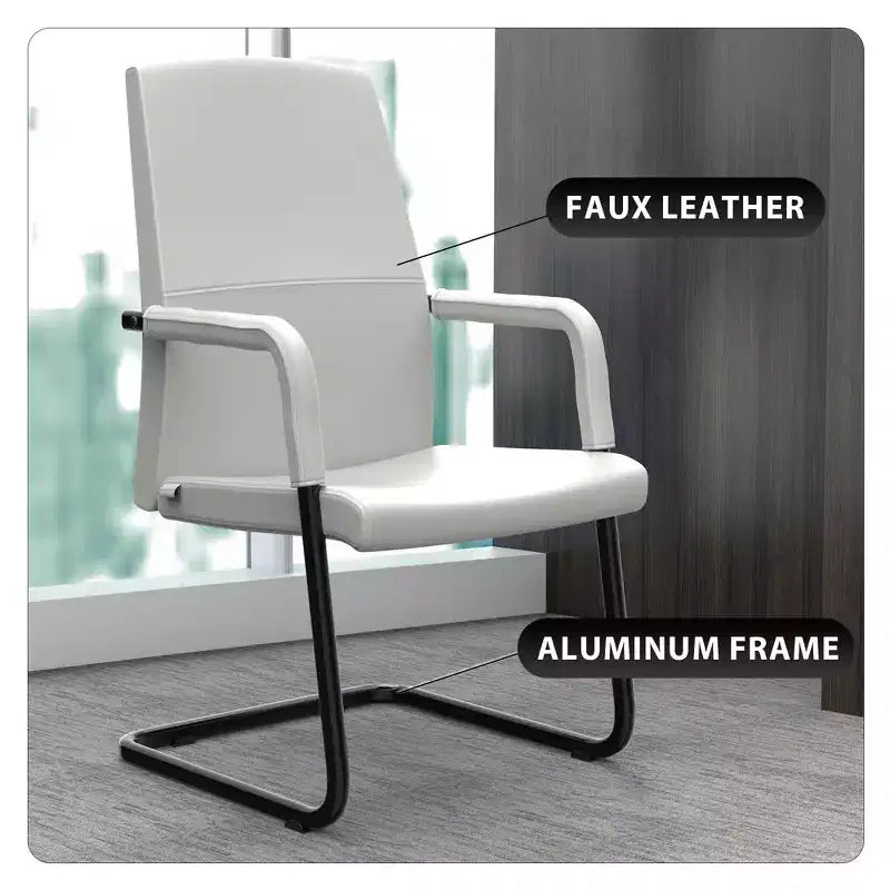 Fauteuil de bureau en similicuir, piètement luge, une place – plusieurs coloris
