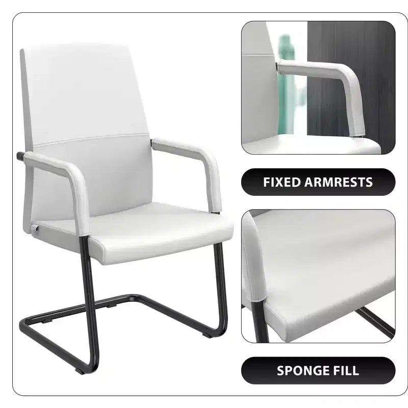 Fauteuil de bureau en similicuir, piètement luge, une place – plusieurs coloris