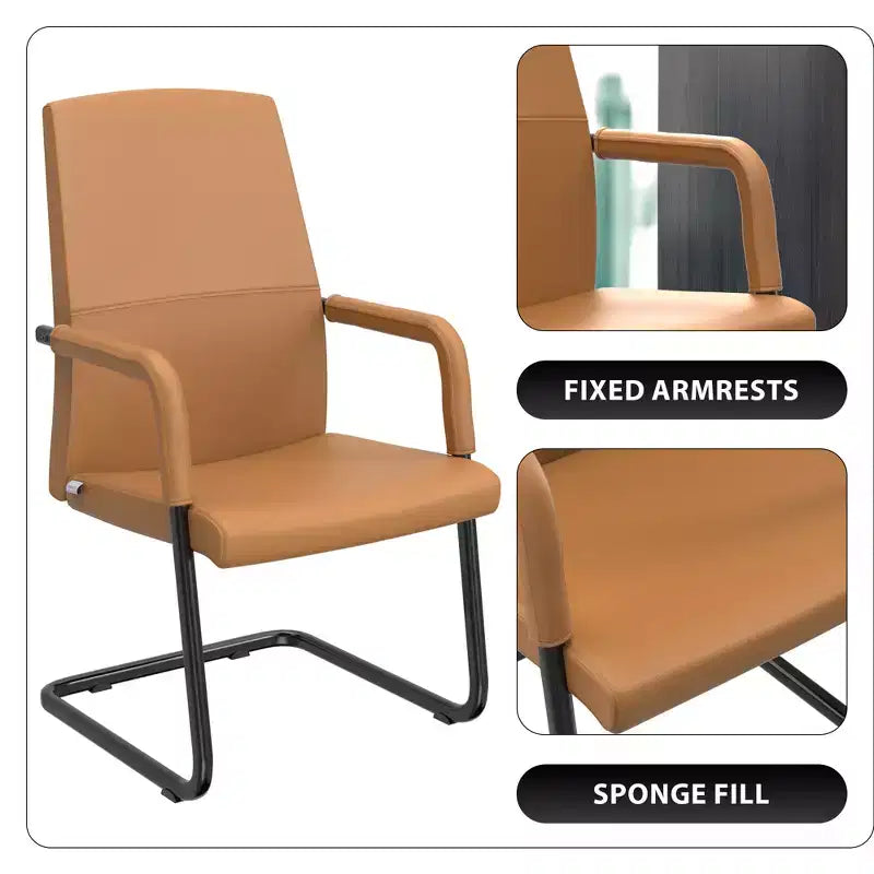 Fauteuil de bureau en similicuir, piètement luge, une place – plusieurs coloris