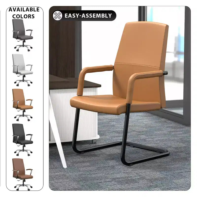 Fauteuil de bureau en similicuir, piètement luge, une place – plusieurs coloris