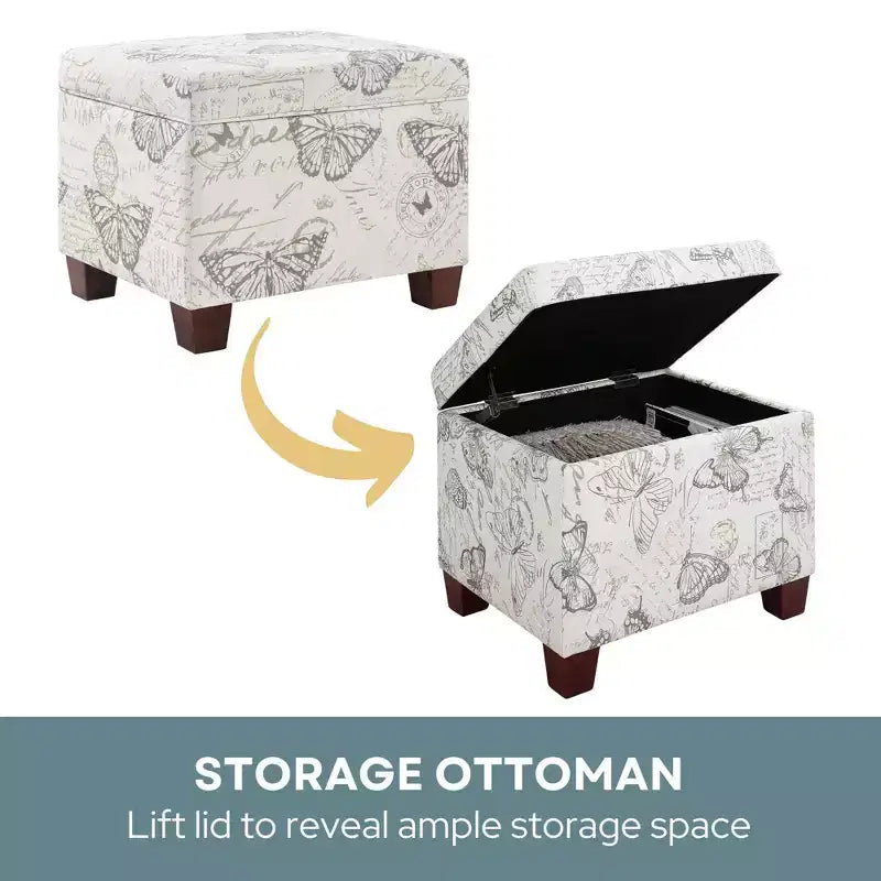 Pouf de rangement avec siège rembourré, plusieurs coloris et tissus, 1 place