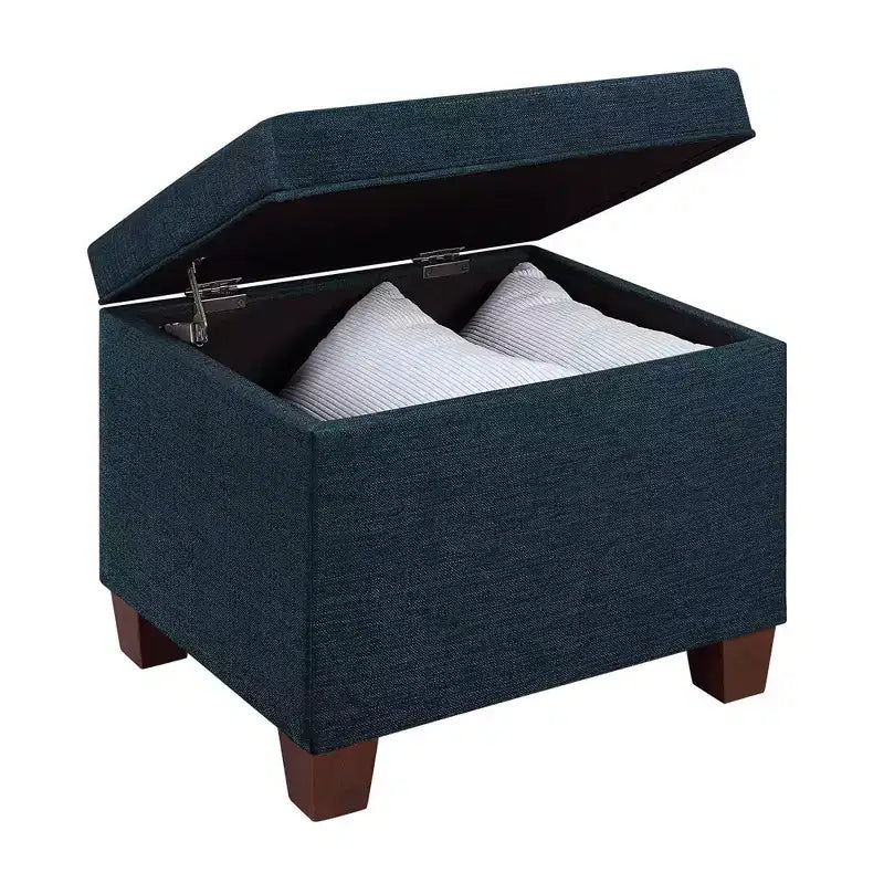 Pouf de rangement avec siège rembourré, plusieurs coloris et tissus, 1 place
