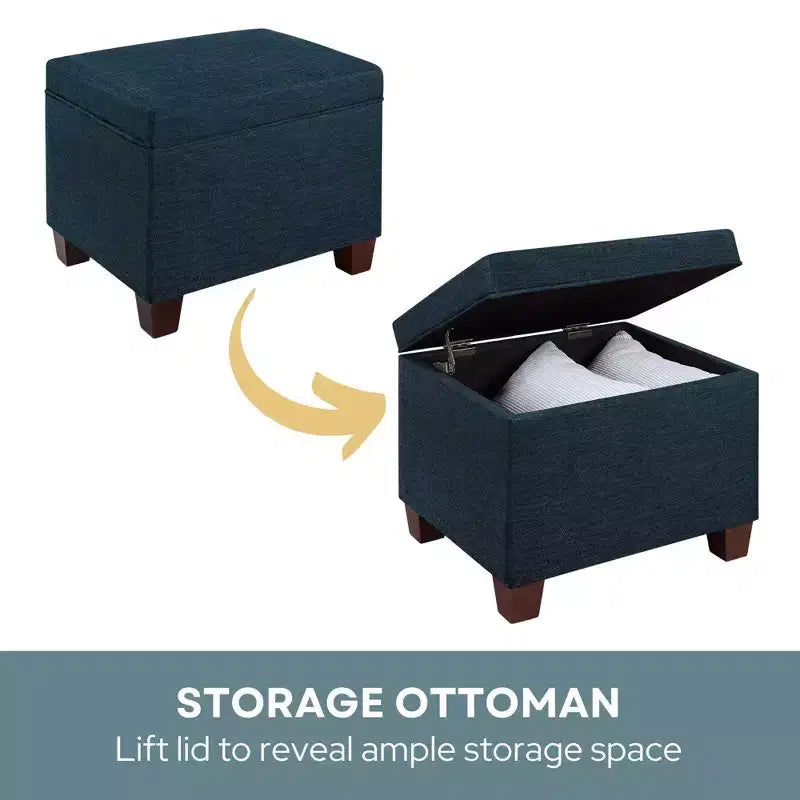 Pouf de rangement avec siège rembourré, plusieurs coloris et tissus, 1 place