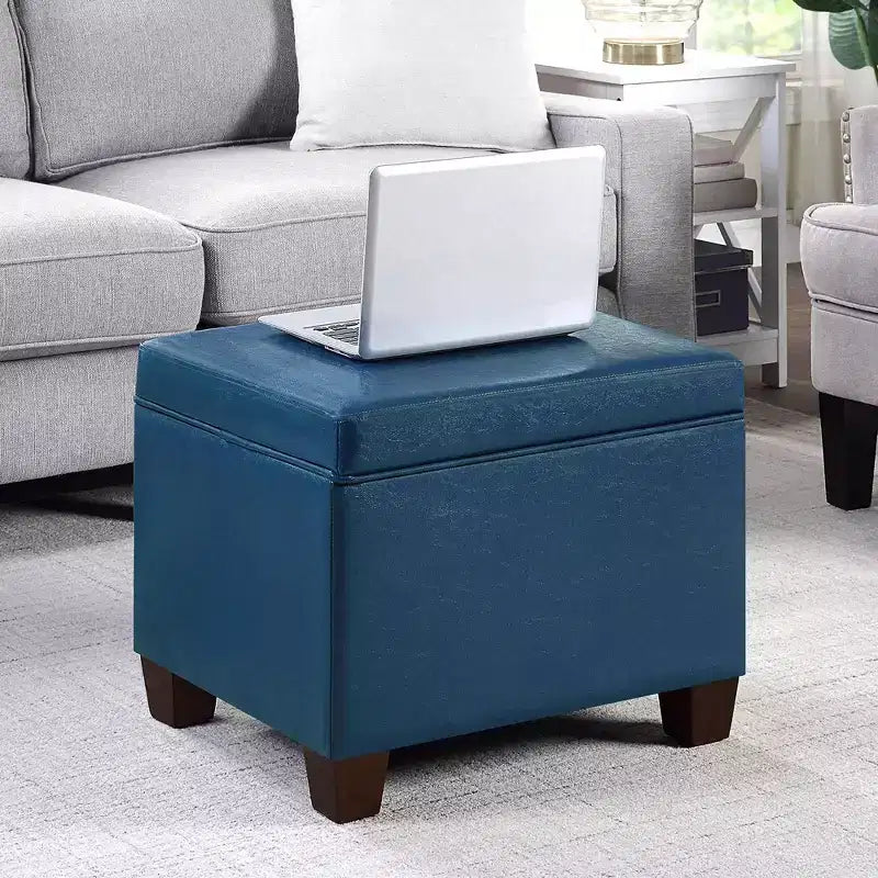 Pouf de rangement avec siège rembourré, plusieurs coloris et tissus, 1 place