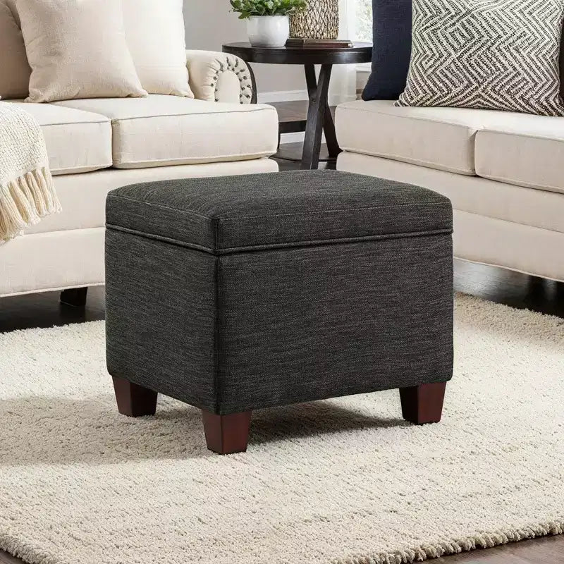 Pouf de rangement avec siège rembourré, plusieurs coloris et tissus, 1 place