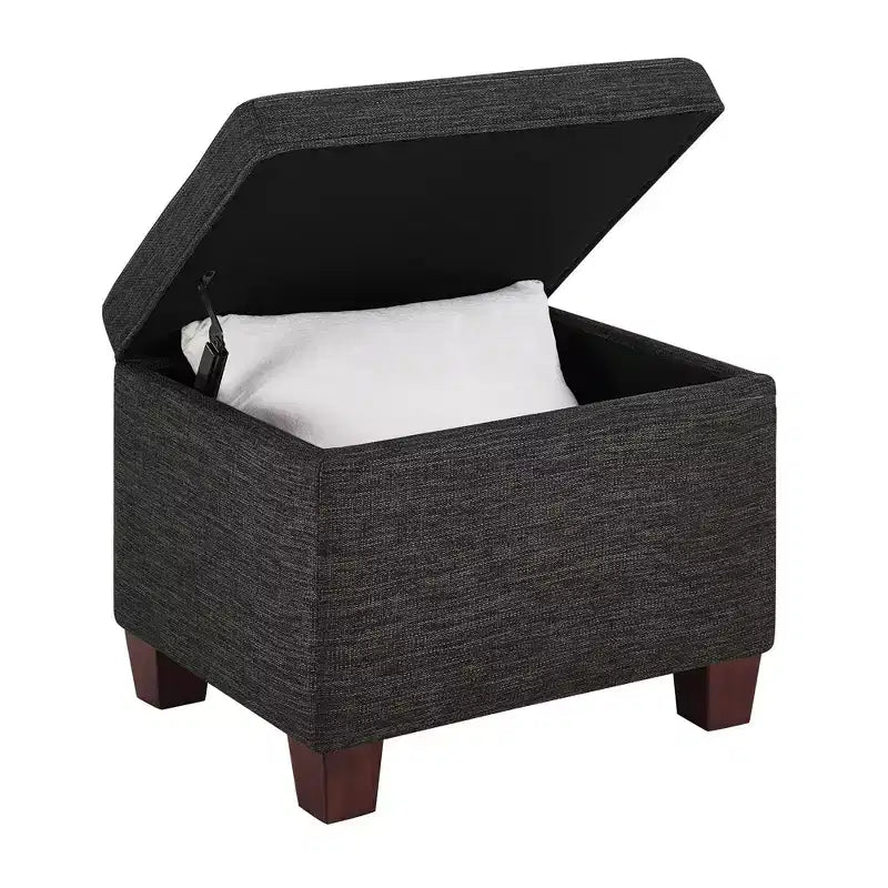 Pouf de rangement avec siège rembourré, plusieurs coloris et tissus, 1 place