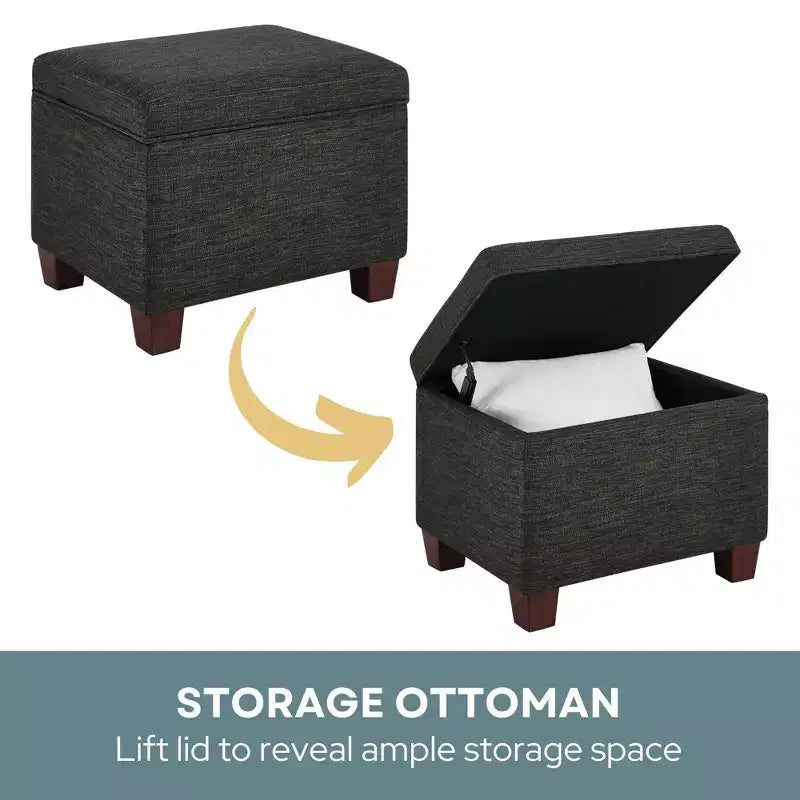 Pouf de rangement avec siège rembourré, plusieurs coloris et tissus, 1 place