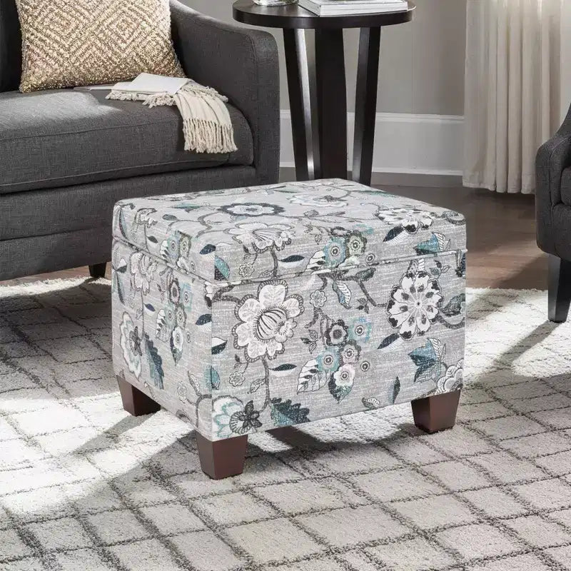 Pouf de rangement avec siège rembourré, plusieurs coloris et tissus, 1 place