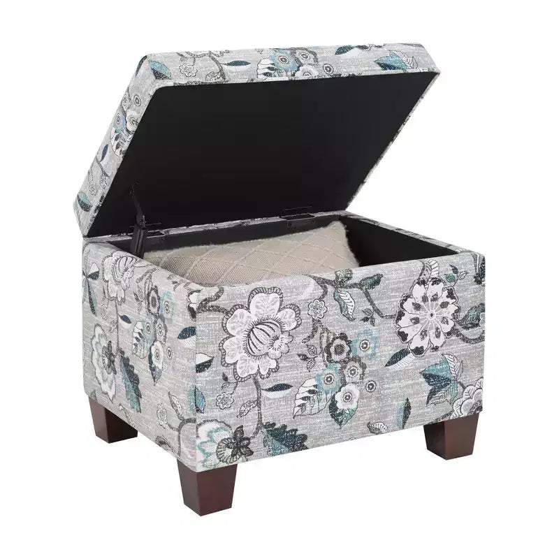 Pouf de rangement avec siège rembourré, plusieurs coloris et tissus, 1 place
