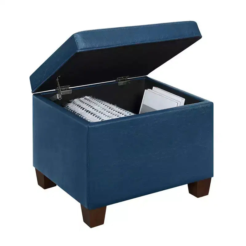 Pouf de rangement avec siège rembourré, plusieurs coloris et tissus, 1 place