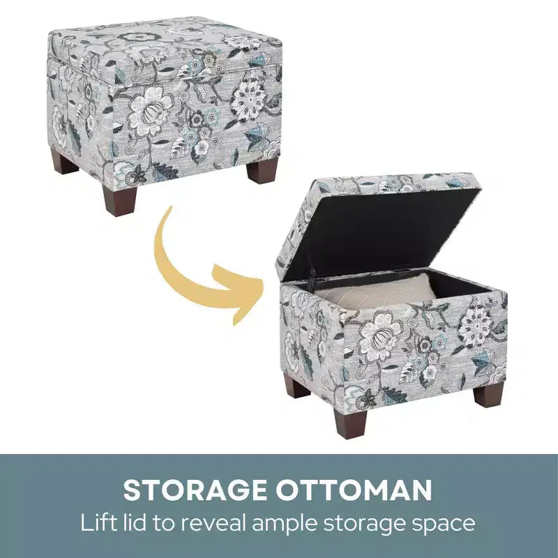 Pouf de rangement avec siège rembourré, plusieurs coloris et tissus, 1 place