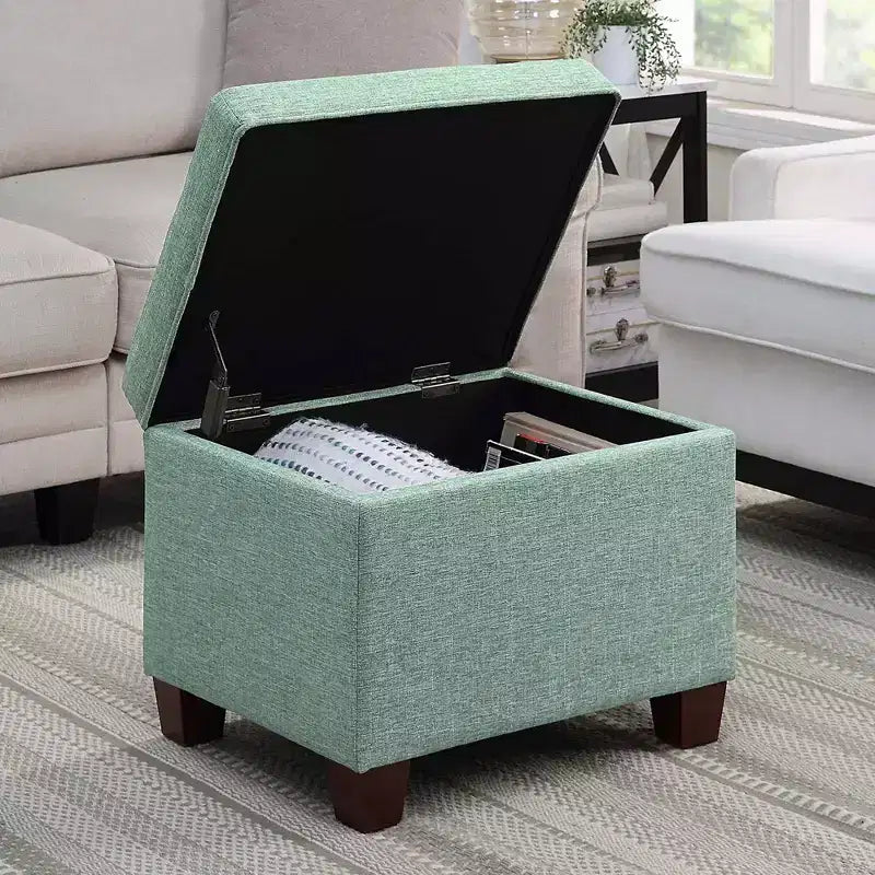 Pouf de rangement avec siège rembourré, plusieurs coloris et tissus, 1 place