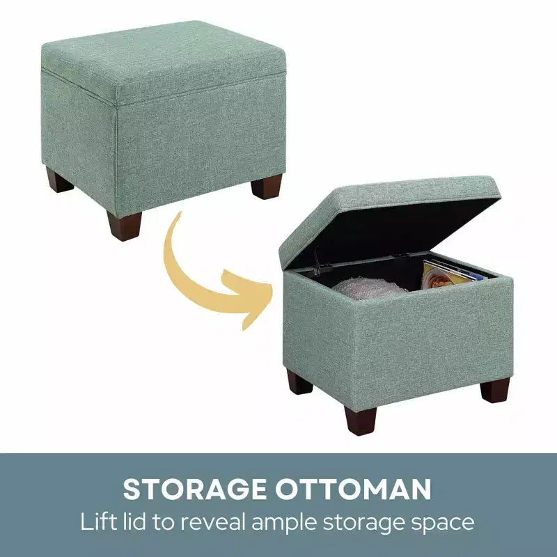 Pouf de rangement avec siège rembourré, plusieurs coloris et tissus, 1 place