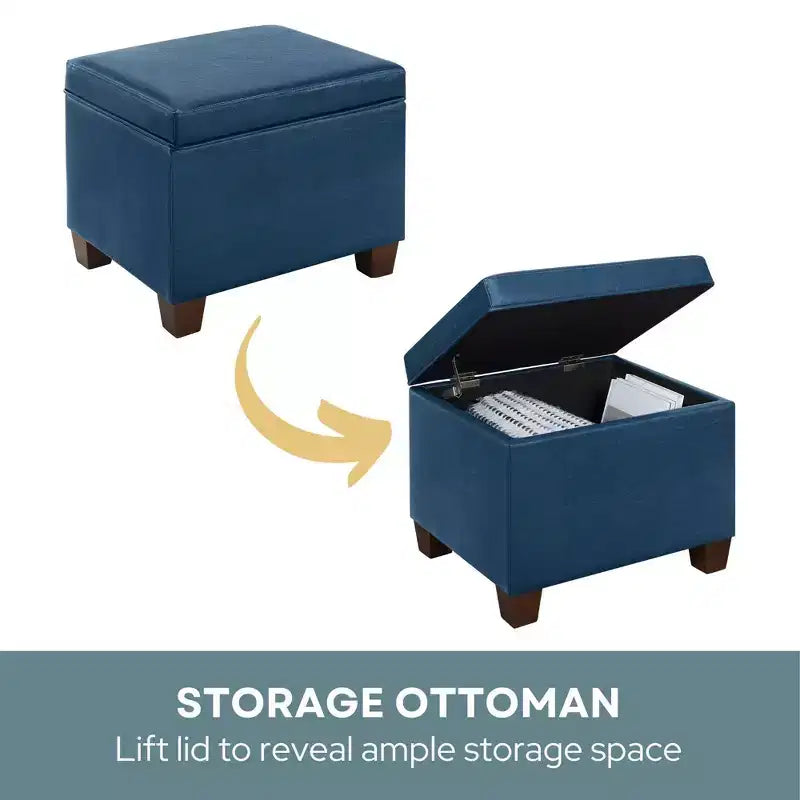 Pouf de rangement avec siège rembourré, plusieurs coloris et tissus, 1 place
