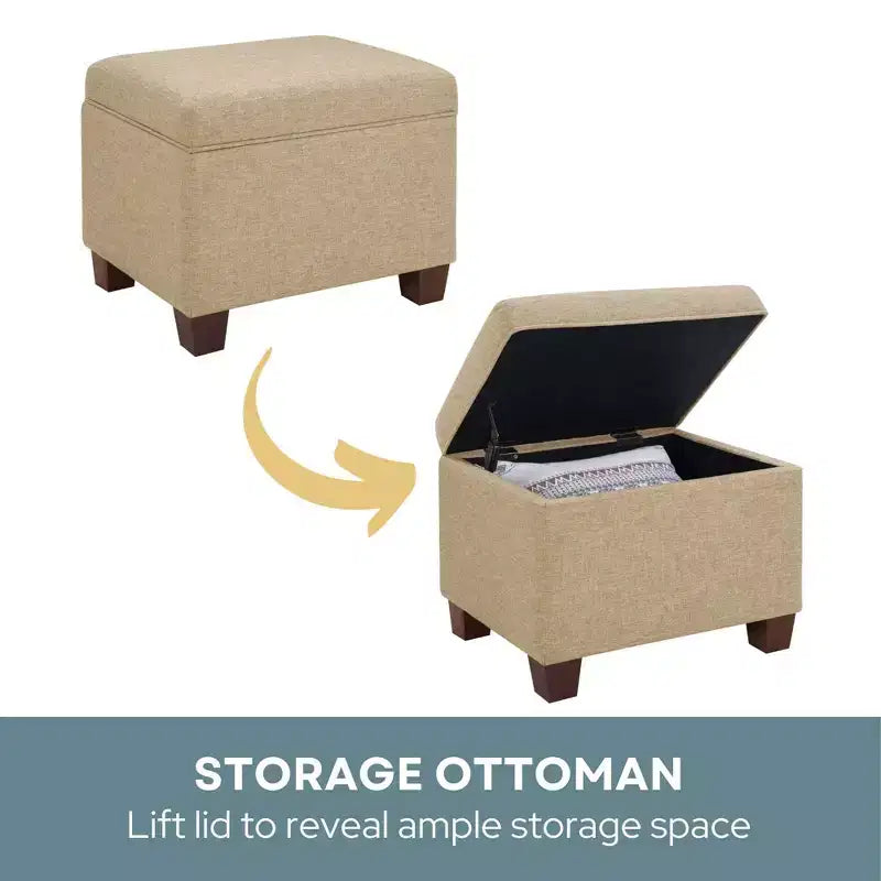 Pouf de rangement avec siège rembourré, plusieurs coloris et tissus, 1 place