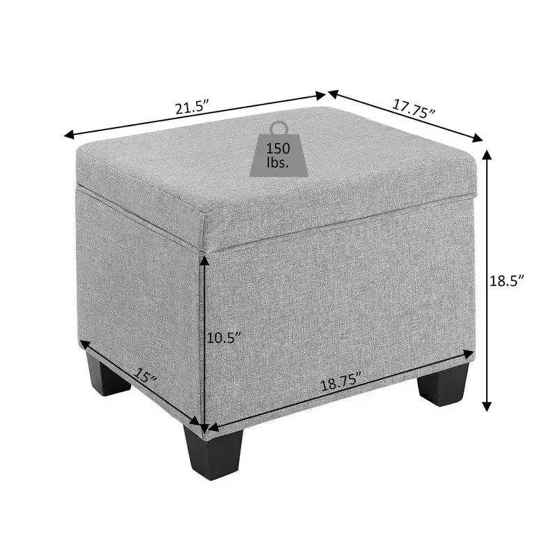 Pouf de rangement avec siège rembourré, plusieurs coloris et tissus, 1 place