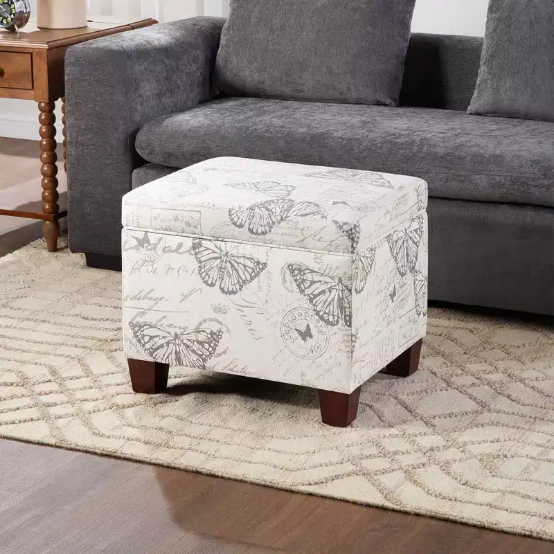 Pouf de rangement avec siège rembourré, plusieurs coloris et tissus, 1 place