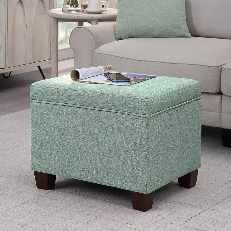 Pouf de rangement avec siège rembourré, plusieurs coloris et tissus, 1 place