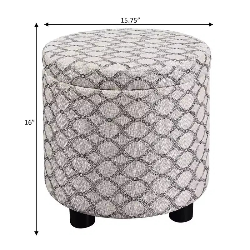 Pouf de rangement rond avec plateau/couvercle réversible – Gris anthracite foncé / Ruban / Bleu foncé / Fauve, Tissu, 1 personne