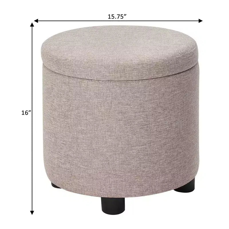 Pouf de rangement rond avec plateau/couvercle réversible – Gris anthracite foncé / Ruban / Bleu foncé / Fauve, Tissu, 1 personne