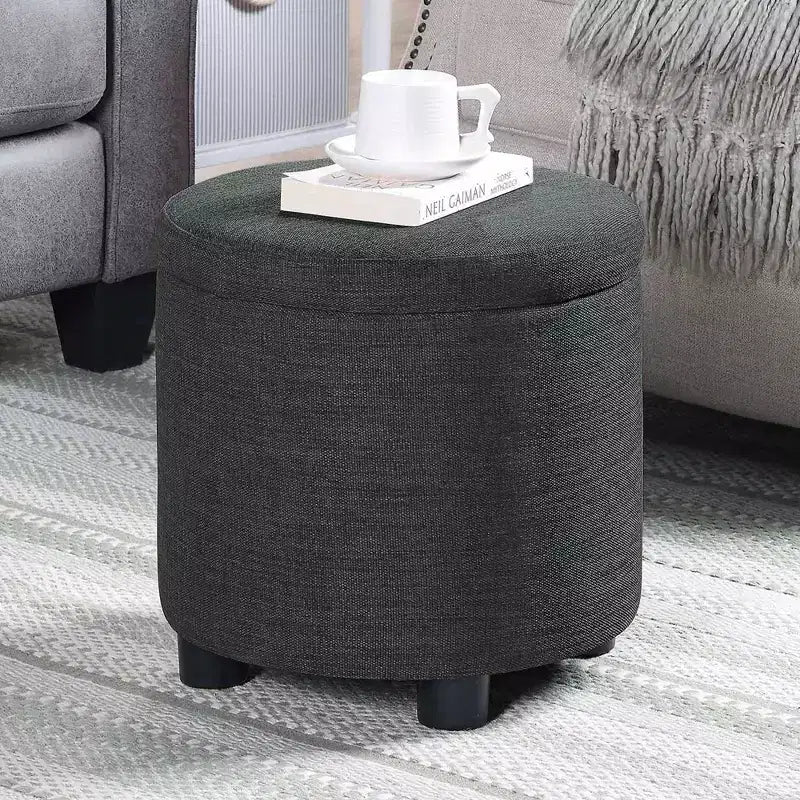 Breighton Home Designs4Comfort Round Accent Storage Ottoman with Reversible Tray Lid