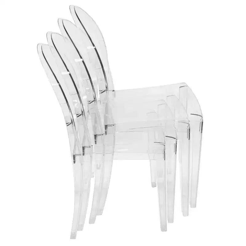 Chaise dossier King Louis en acrylique transparent, sans accoudoirs – à l'unité / lot de 2 / lot de 4