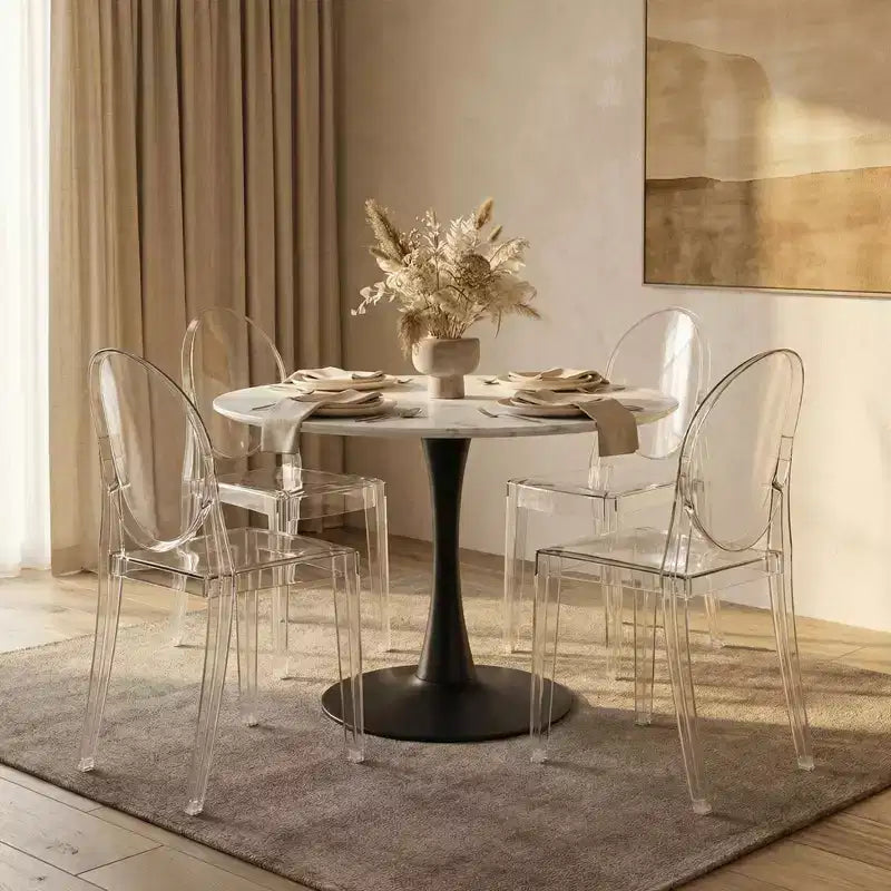 Chaise dossier King Louis en acrylique transparent, sans accoudoirs – à l'unité / lot de 2 / lot de 4